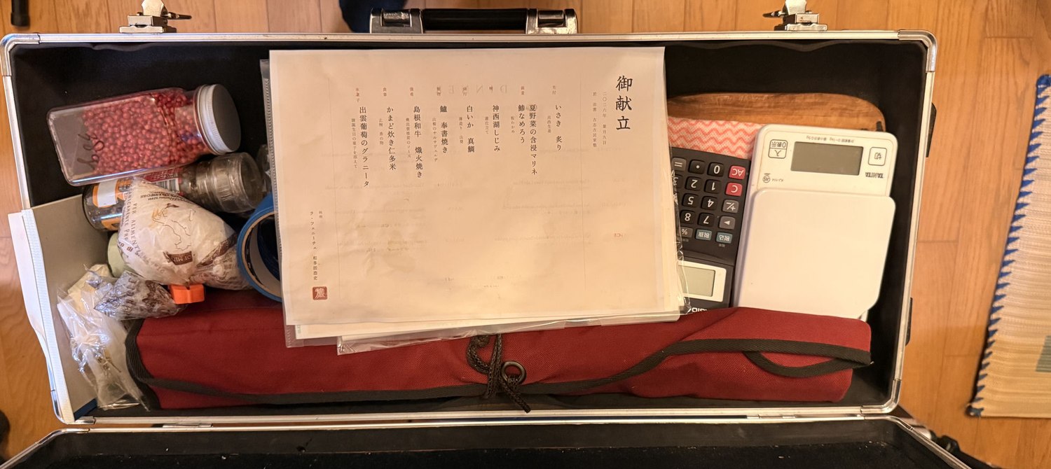 ケースに入れた献立表