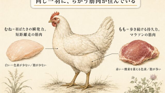 同じ一羽に、ちがう筋肉が住んでいる（図解）