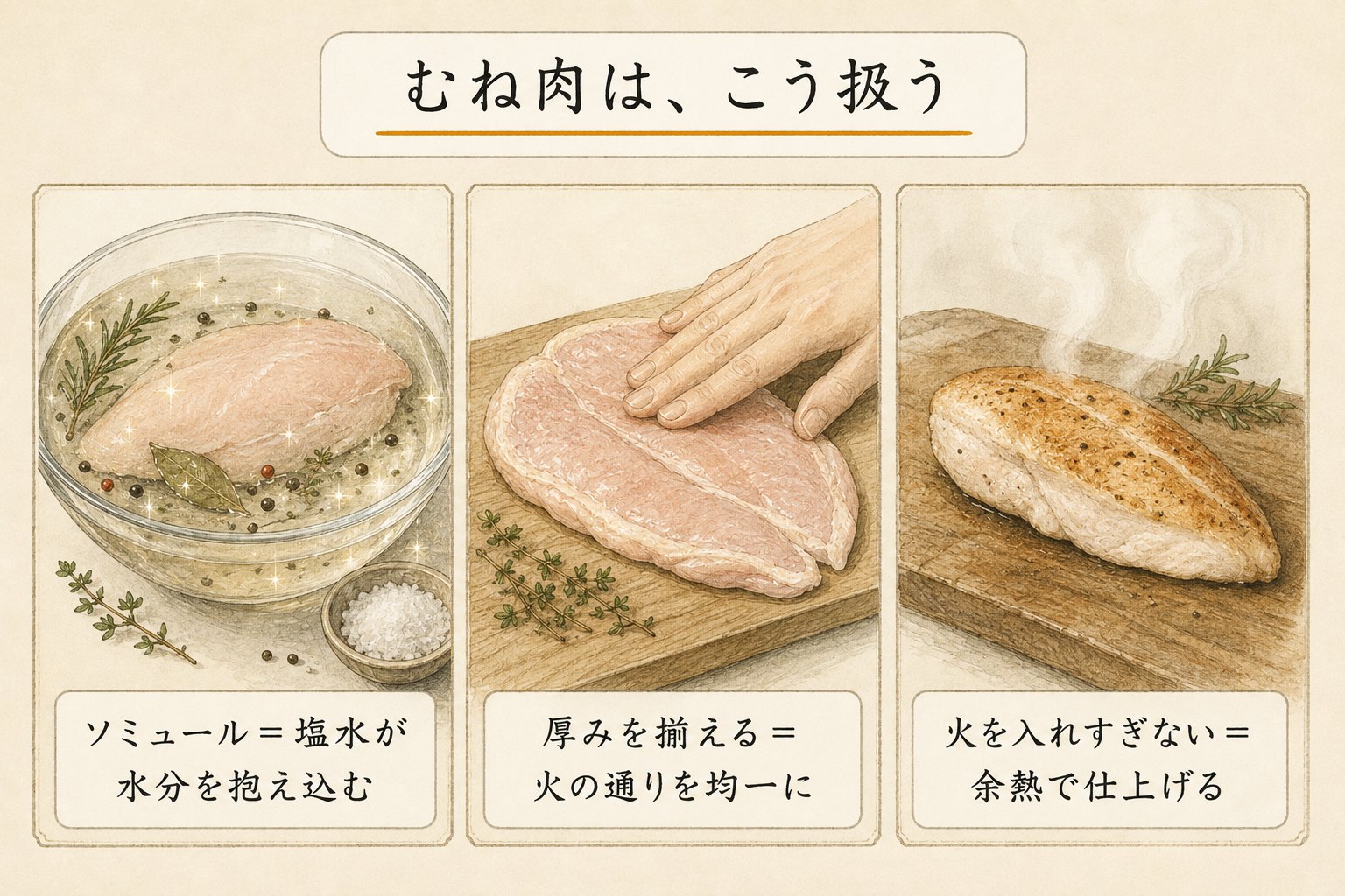 むね肉は、こう扱う(図解)
