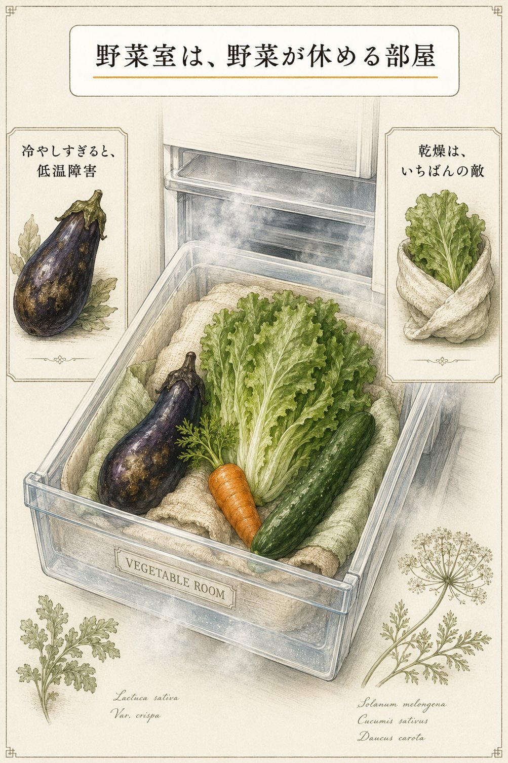 野菜室は、野菜が休める部屋(図解)