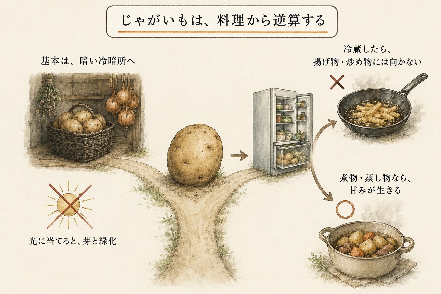 じゃがいもは料理から逆算する（図解）